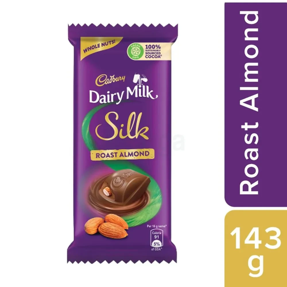 Cadbury Dairy Milk Silk Roasted Almonds With Whole Nuts Chocolate Bar