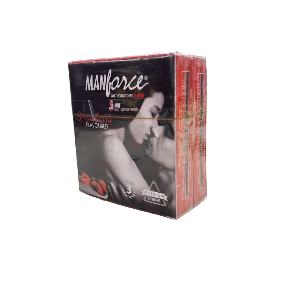 Manforce Condom Strawberry Flavour Condoms - Combo Pack - 3x2=6pcs