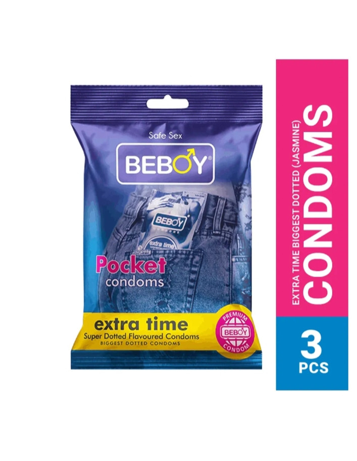 Beboy Extra Time Super Big Dotted Condom (Jasmine Flavour) Pocket Pack- 3Pcs(India)