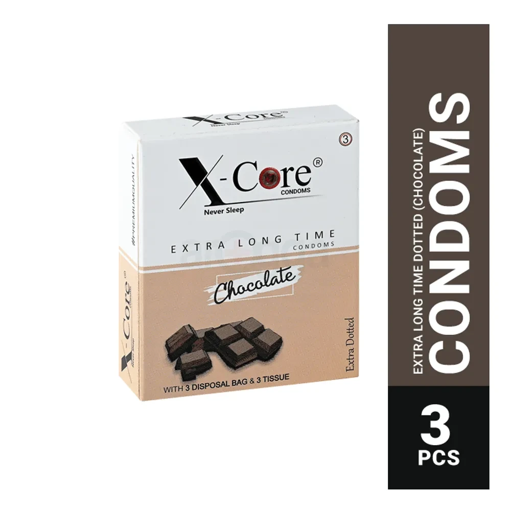 X-Core Extra Time Dotted Condom (Chocolate Flavoured) - 3pcs Pack(